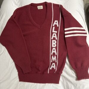 Vtg 1984 Cliff Engle Alabama Crimson Tide Knit Sweater Spellout Men's L 22x27